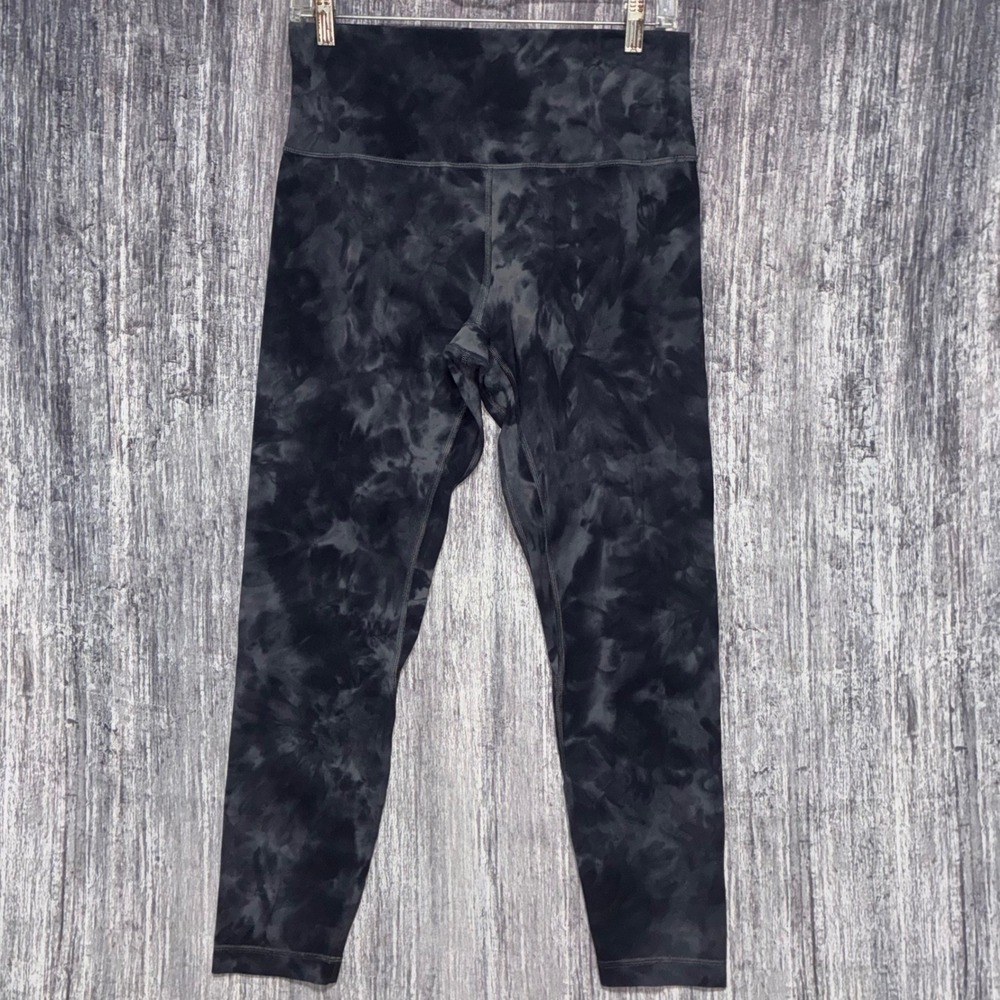 Lululemon Women's Gray/Black Tie Dye Ankle Yoga Leggings Size 10 **HAS FLAWS**